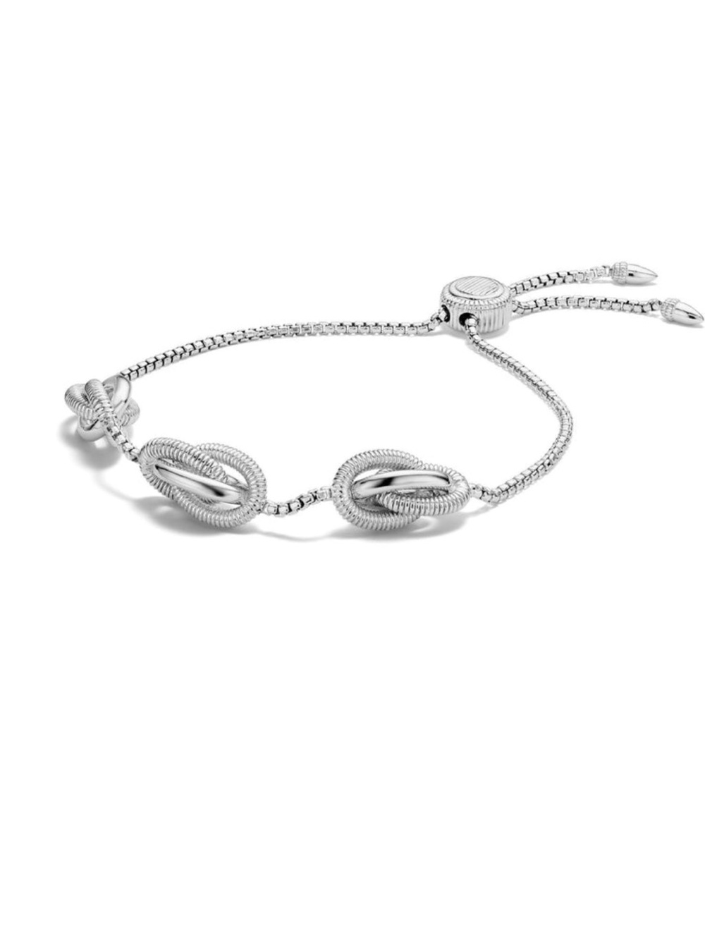 Judith Ripka Eternity Love Knot Bolo Friendship Bracelet Sterling Silver